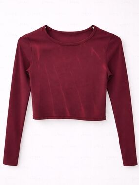 Lululemon Maroon Long Sleeve Crop Top | Athletic Fit Yoga Gym Activewear